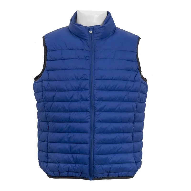 Vente chaude col montant hiver chaud veste sans manches vert marine classique gilet matelassé gilet pour hommes